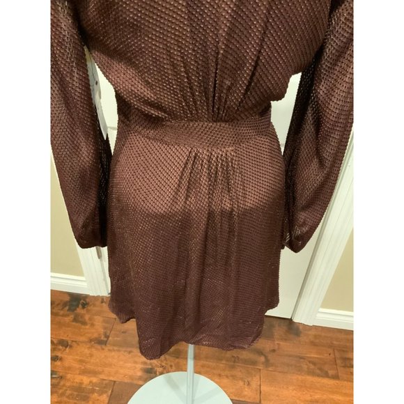 Equipment Maroon Allaire Textured Silk Long Sleeve Wrap Dress, Size 4 NWT - Picture 9 of 10